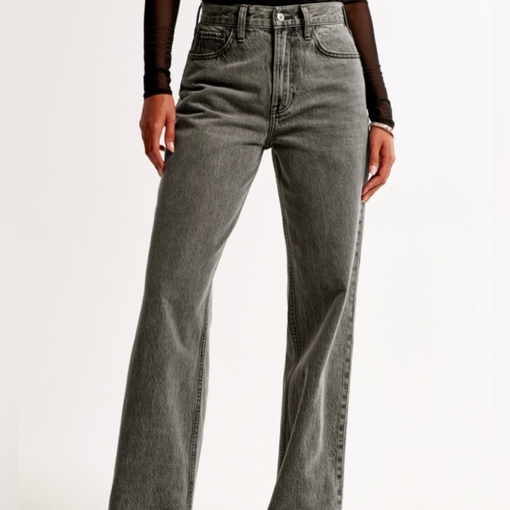 Abercrombie  90s straight ultra high rise Gray Jeans